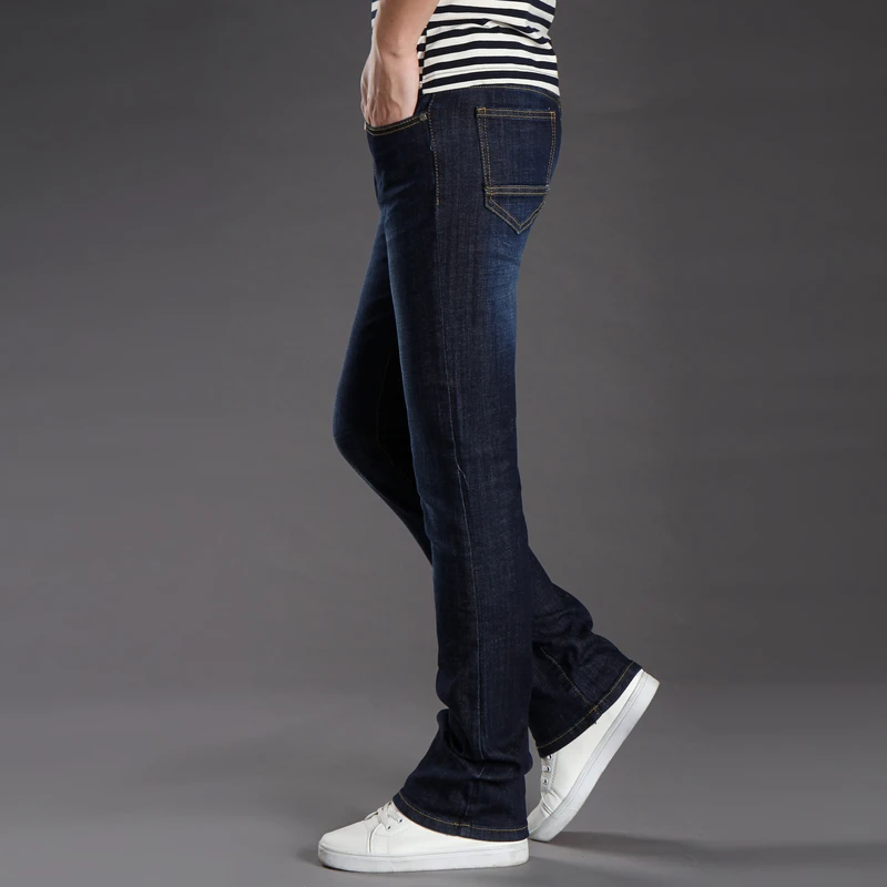 2018 New Mens Flared Bottom Jeans For Men Long Slim Bootcut Flare Stretch Pants 4 Season Size 27-38 | Мужская одежда