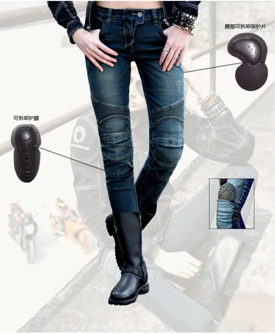 

Free shipping 2017 Uglybros Featherbed - Ubs02 Jeans Gray Blue Fashion Women's Jeans Motorcycle Protective Pants Racing Pants