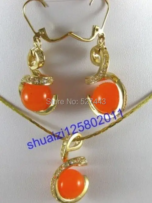 necklace and earring set orange gems necklace and earring set orange gems