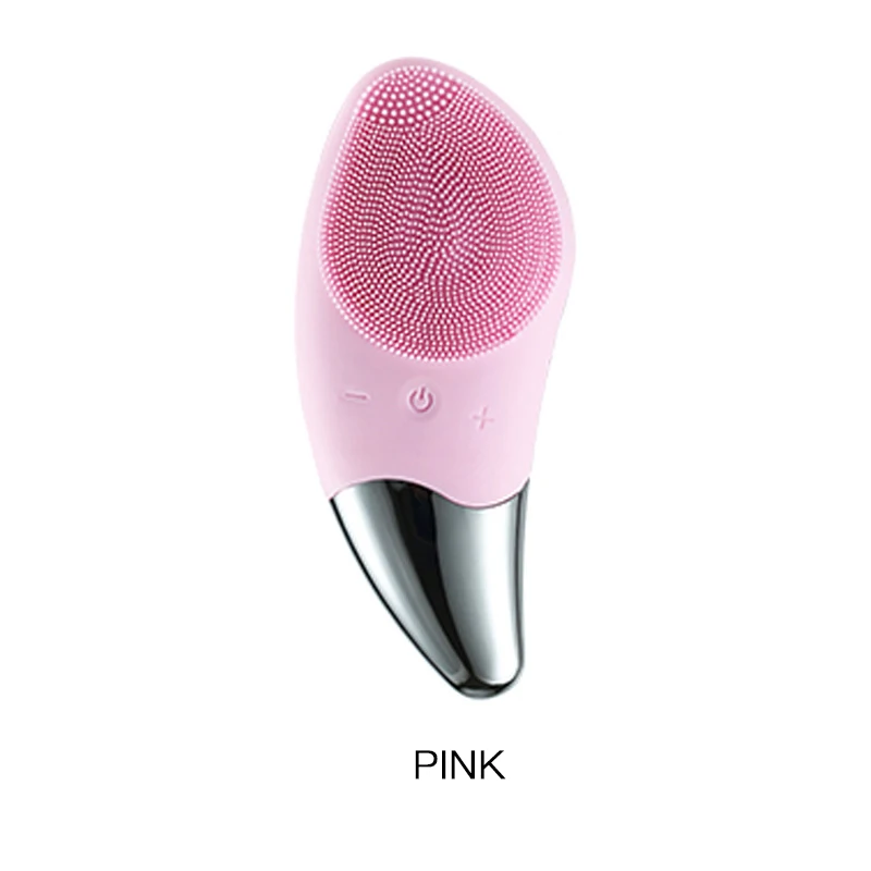 pink Очищающая щетка для лица Силиконовый Электрический Очиститель для лица Перезаряжаемые кожи глаз с массажным эффектом средство от черных точек акне моющее средство - Цвет: pink