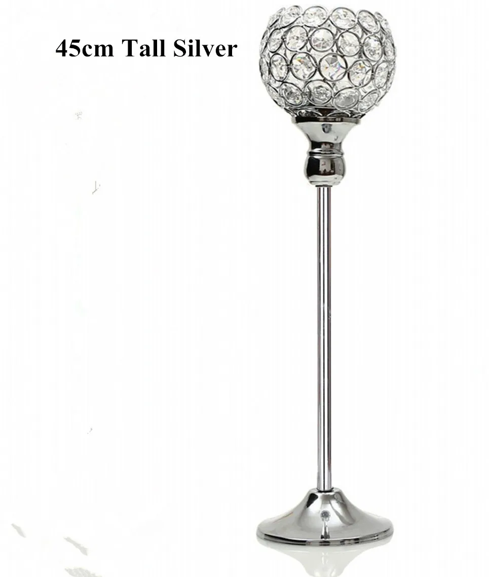 Single 45cm 40&45cm Crystal Candle Holders/ Metal Candlestick / Candelabra/Tealight Candle Stand for Wedding Father's Day Home Decoration - Color: Single 45cm