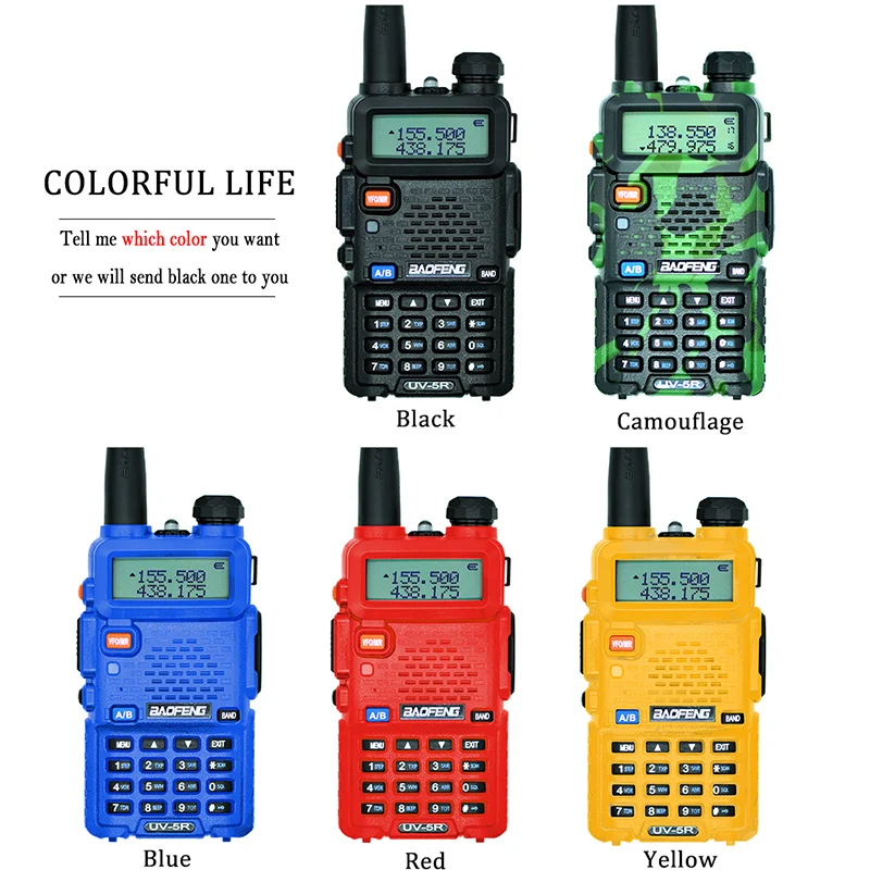 2Pcs BaoFeng UV-5R Walkie-Talkie Baofeng UV5R Ham CB Radio 5W 128CH Flashlight VHF UHF Dual Band Two Way Radio for Hunting Radio