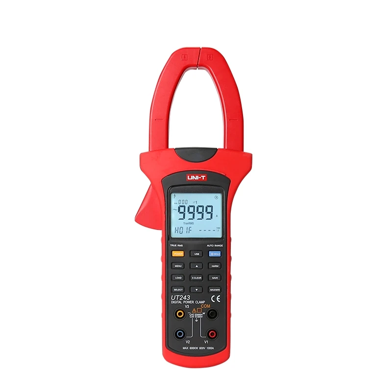 

UNI T UT243 Digital Power Clamp Meter 1000A True RMS Auto Range harmonics clamp Tester 1 or 3 Phase USB interface PC software