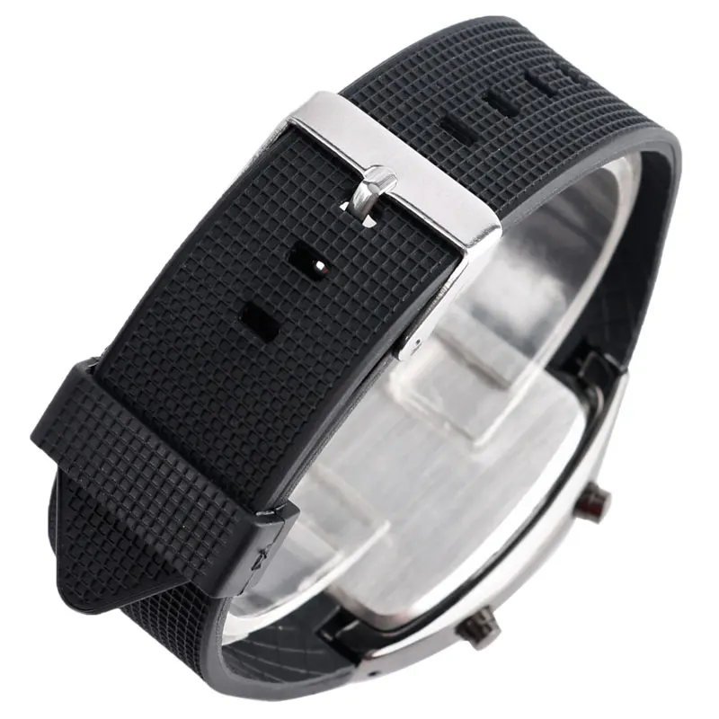 Синий и белый светодиодный часы мужские черные резиновые Спидометр цифровые наручные часы мужской матричный для мальчиков подарок