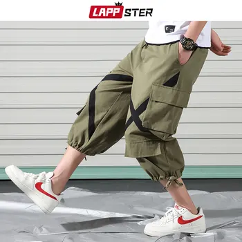 

LAPPSTER Men Japanese Streetwear Cross Cargo Pants 2020 Overalls Mens Hip Hop Harem Pants Male Vintage Joggers Spring Sweatpants