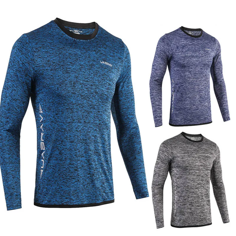 Фитнес Мужская футболка с длинным рукавом для уличного бега спорта быстросохнущая осенне-зимняя баскетбольная тренировочная спортивная одежда