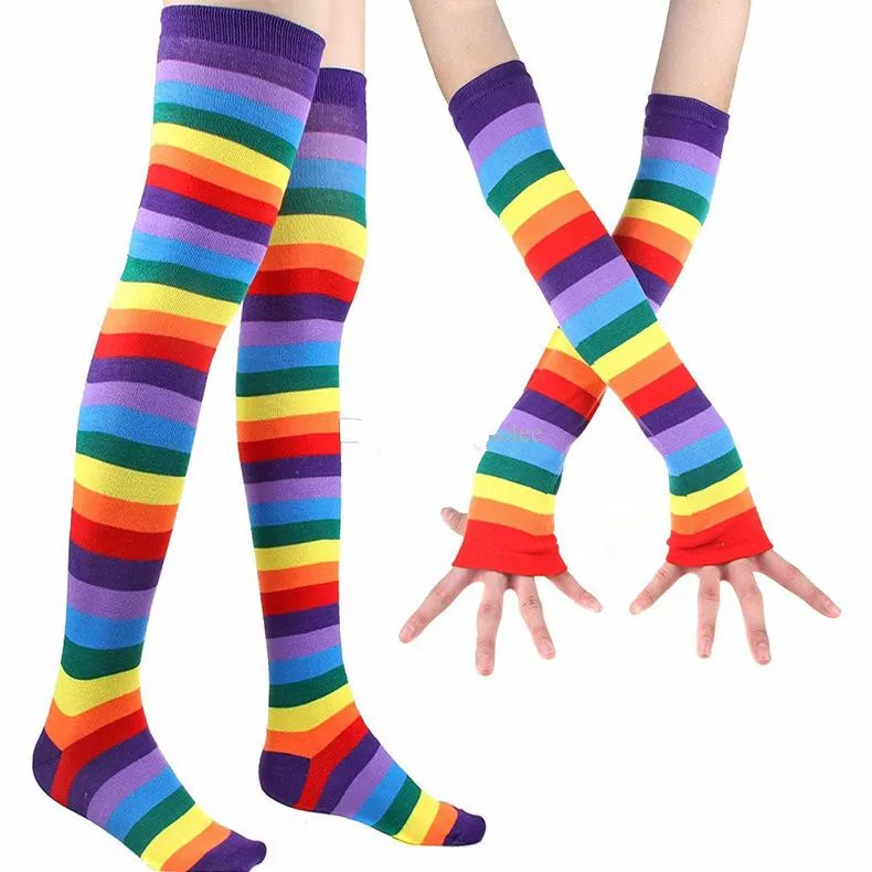 ins-new-kids-adult-rainbow-party-socks-leggings