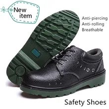 Защитная обувь для мужчин со стальным носком, с нескользящей подошвой, для пирсинга, подошва из ТПУ, нескользящая, из воловьей кожи, износостойкая, для кухни
