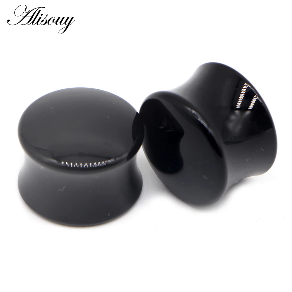 2pcs White Black Transparent Acrylic Ear Tunnel Plug Ear Gauges Piercing Double Curved Saddle Expander Stretcher Body Jewelry