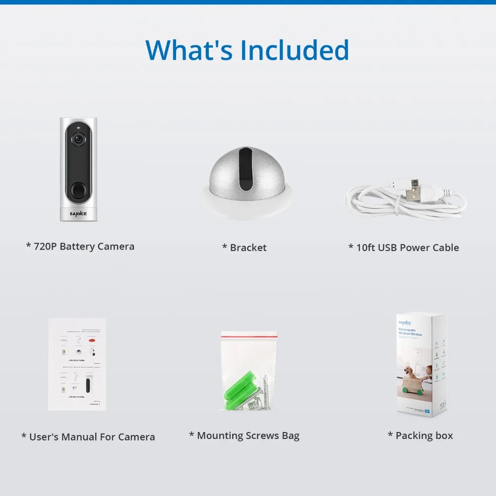 SANNCE HD 720P 1MP Беспроводная перезаряжаемая домашняя ip камера безопасности