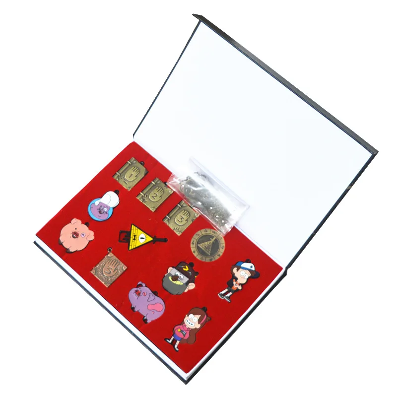 

Gravity Falls Bill Cipher Journal Memo Waddles Necklace Keychain Pendant 12pcs set of collection New in gift Box