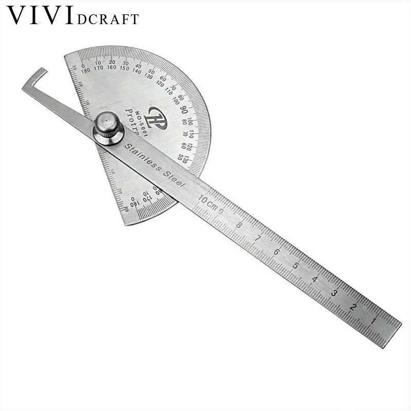 

Vividcraft Crearive High Quality Metal Stainless Steel Protractor Angle Finder Arm Measuring Ruler Tool 180 Degree Steel