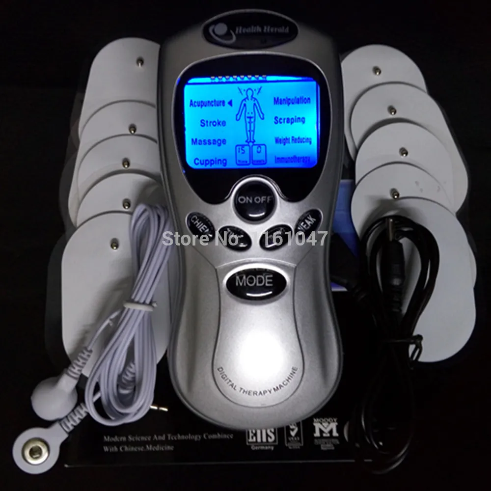 Whole English keys Care Electric Tens Acupuncture Full Body Massager Digital Therapy Machine +10 Pads For Back Neck Foot Amy Leg