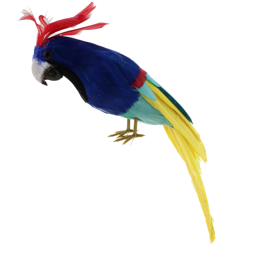 Simulation Parrot Model Artificial Feather Bird Animal Figurine Home Garden Sculptures Yard Law Ornament Decor Fancy Dress Party