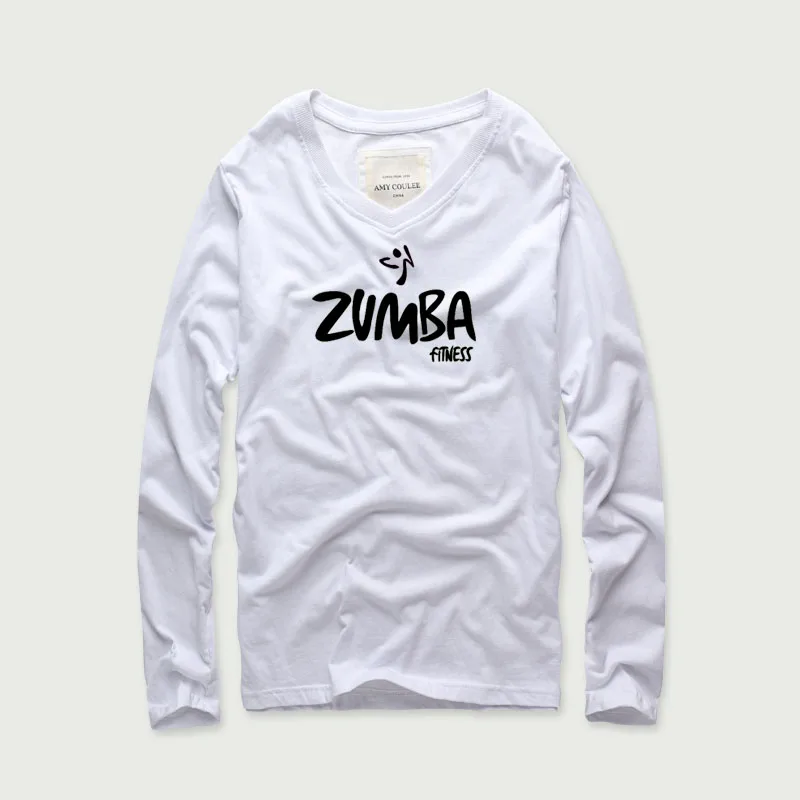 Аккада Для мужчин Костюмы Zumba логотип с v образным вырезом футболка длинными