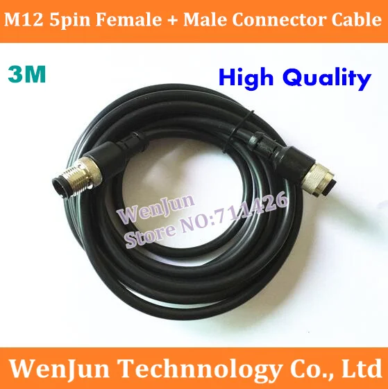 

2PCS NEW M12 5pin Female + Male Sensor plug 5 core Connector Cable 3 meter length M12 Aviation plug with Cable