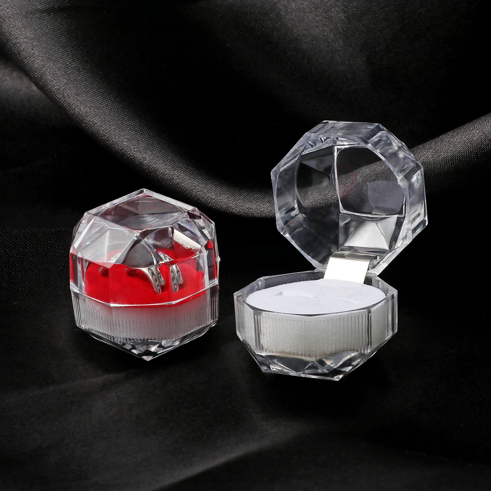 4*4cm Crystal Acrylic Jewelry Box Earring Ring Box Ring Display Case