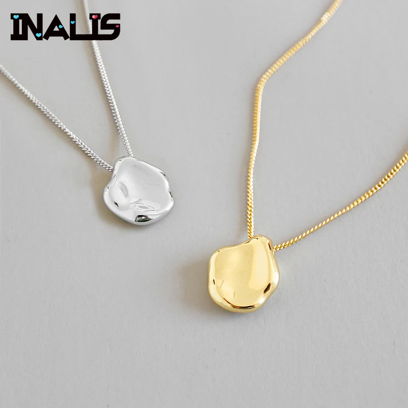 

INALIS New Unique Necklace S925 Sterling Silver Irregular No Inlay Pendant Fashionable Fine Jewelry for Women Gold Plated Bijoux