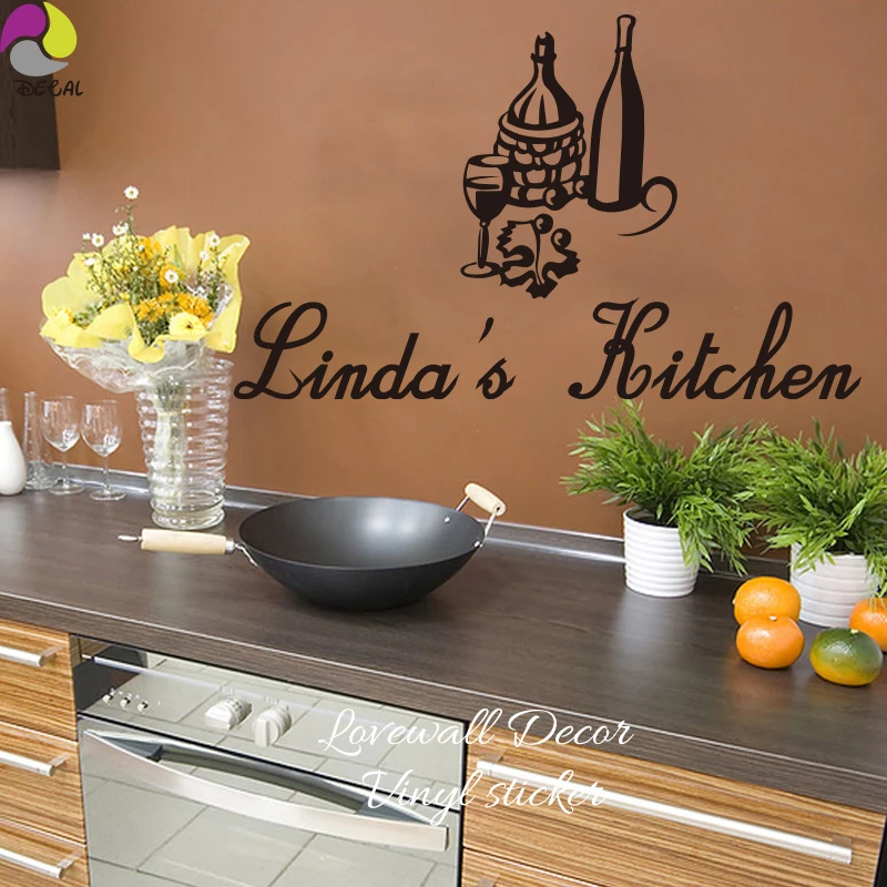 Personalized Name wine cup food Kitchen Wall Sticker ...