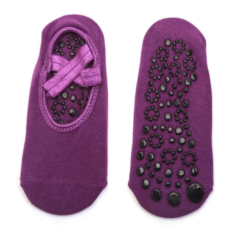 Модные женские хлопковые носки нескользящие балетки для танцев мягкие летние женские носки для девочек Тапочки - Цвет: Фиолетовый