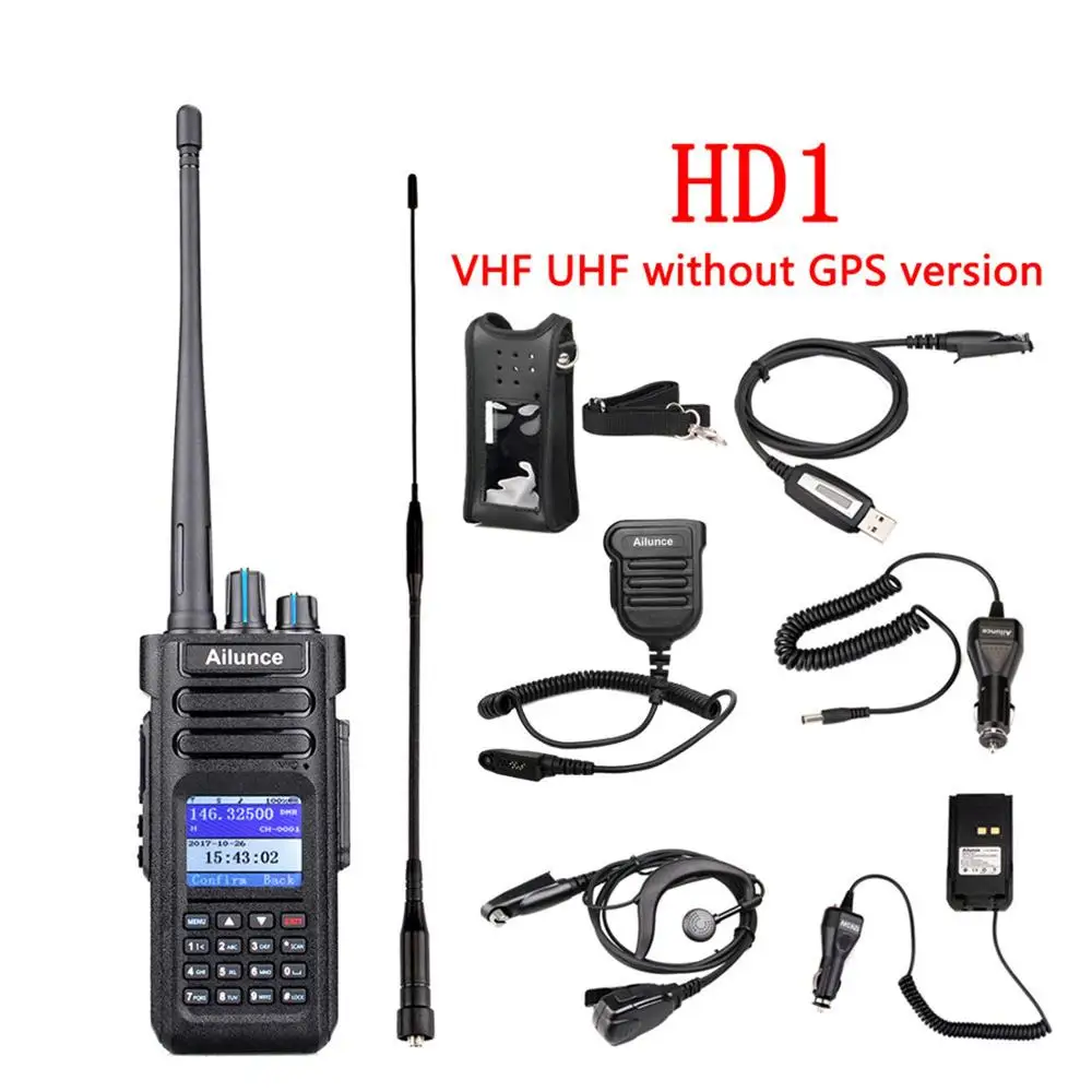 Retevis Ailunce HD1 DMR цифровая рация IP67 водонепроницаемый двухдиапазонный VHF DMR Ham любительская радиостанция+ аксессуары - Цвет: NO GPS