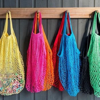 

Hot Sale New Mesh Woven Shopping Bag Reusable String Fruit Storage bags Totes Women Shopping Shop Grocery Tote Bag