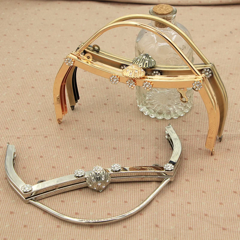 

18cm Diamonds Metal Parts Purse Metal Purse Frame Closures Change Ladies Metal Bag Handbag Handle Frame DIY Acessories