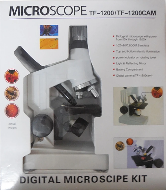 

1200X Kids biological microscope with metal body white color LED light children birthday gift for boy girl