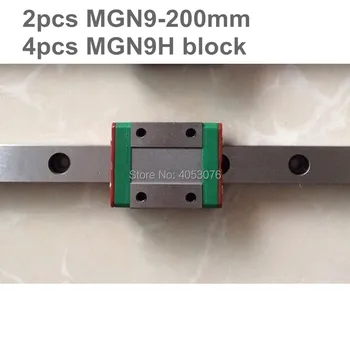 

Linear guide MGN9 miniature linear rail slide 2pcs MGN9- 200mm linear rail guide +4pcs MGN9H carriage for cnc parts