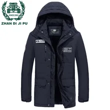 ZHAN DI JI PU Брендовая одежда для мужчин s шерстяная подкладка теплые зимние куртки мужские зимние платья парки 155