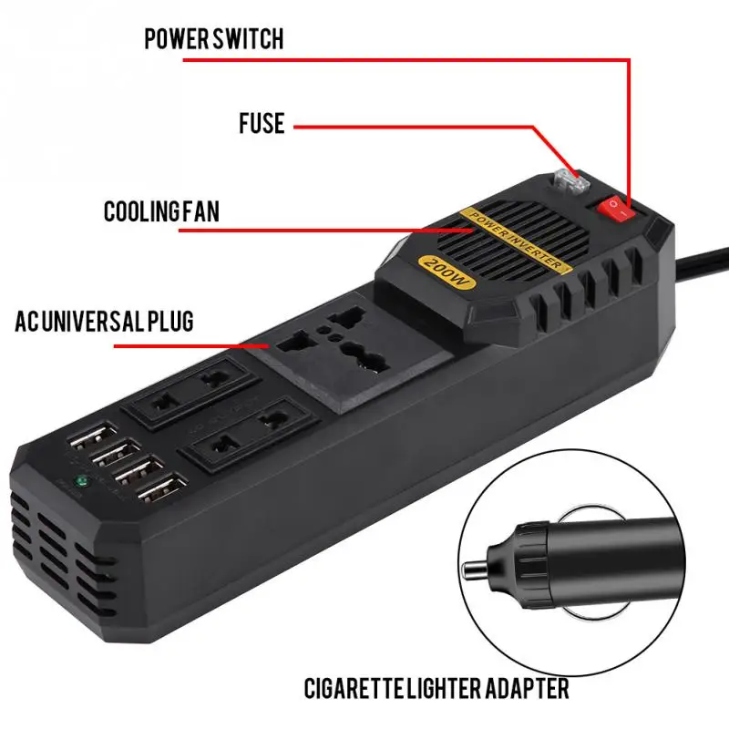 Портативный Автомобильный USB Инвертор зарядное устройство конвертер адаптер DC 12 В в AC 220 В инвертор питания