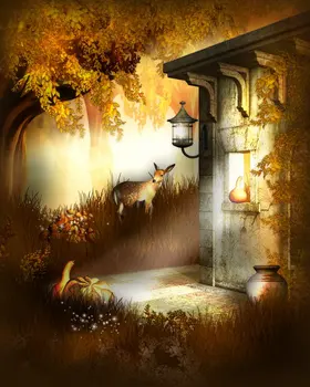 

Tree Animal Lights Halloween Backgrounds for sale Vinyl cloth High quality Computer printed wall photo backdrop