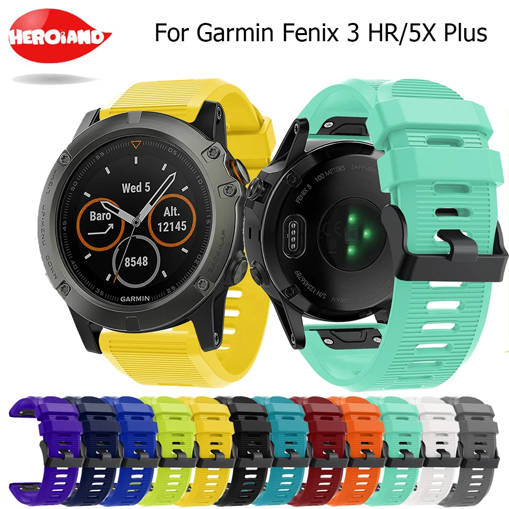 

Hot 26MM Watchband for Garmin Fenix 5X Plus 3 3 HR Watch Quick Release Silicone Easy fit Wrist Band Strap For Garmin Quatix 3 D2