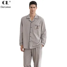 CherLemon,, премиум класса, цветные хлопковые пижамы, мужские, повседневные, в тонкую полоску, ночное белье, осень, длинный рукав, на пуговицах, мягкая Пижама, набор, homme
