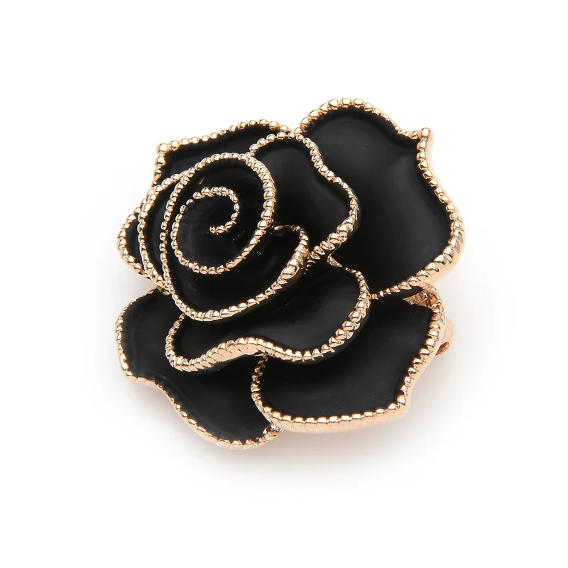 Wuli& Baby, черная эмалированная брошь в виде цветка розы, булавки для женщин, броши в виде растений,, новая свадебная брошь для влюбленных, букет, подарок