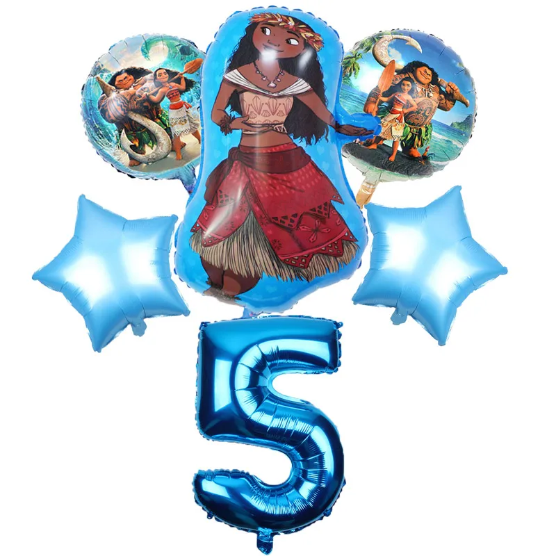 

5 pcs/lot Moana balloons 32 inch Number moana party supplies moana theme birthday party decoration kids toys globo girls gifts