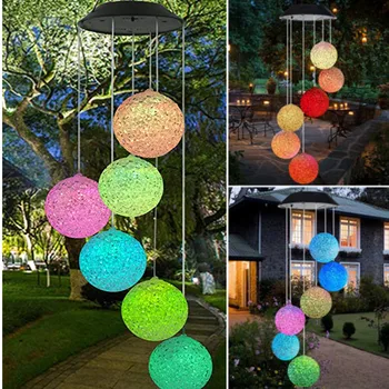 

Solar Light Outdoors Powered LED Wind Chime Color Changing Spiral Wind Chime Outdoor Decorative Light Garden Light #10