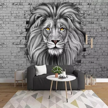

Custom Photo Wallpaper Modern Black And White Lion Mural Living Room Kids Bedroom Background Wall Painting Creative Art Frescoes