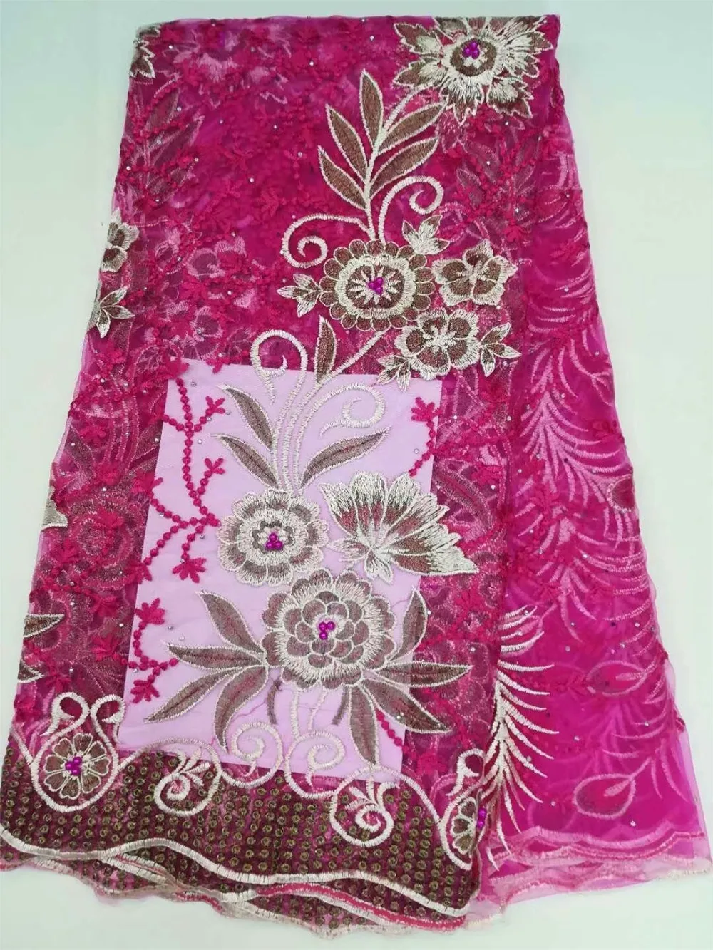 

french net lace with stones beaded fabric dubai bridal lace high quality 5yard/lot