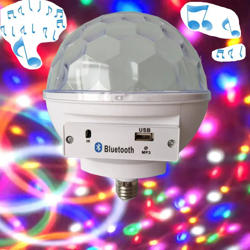 

RGB LED Disco Lights for Home E27 Lamp Bluetooth Music Center MP3 USB Player With Speaker Disco Ball Sound Party Light