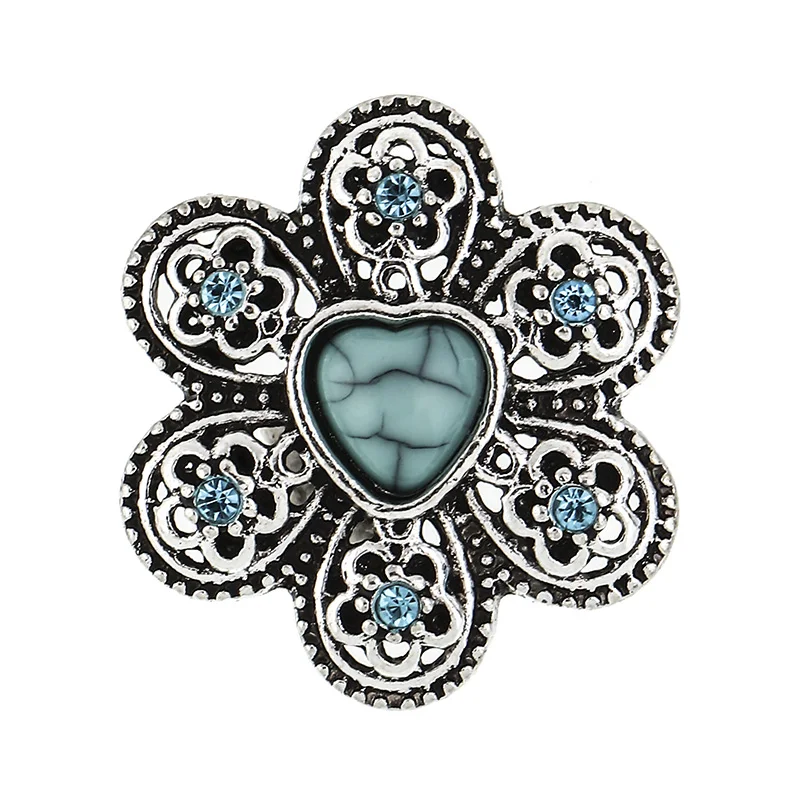 

2019 In the spring Turquoise In the summer Flowers Hat 18mm Snap Button Bracelet for Women Wholsale K025