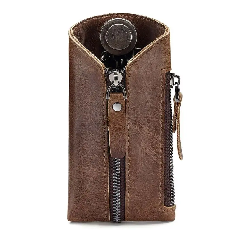 

2019 Men Fashion Portable Genuine Leather Card Holder Car Key Purse Bag Case Keychain Pouches Wallet Male Key Wallets