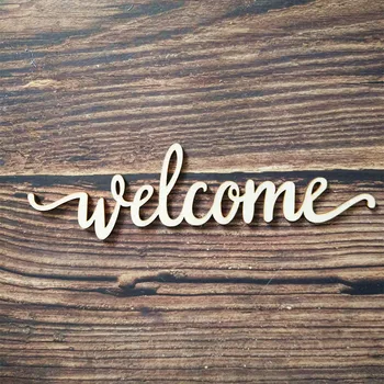 

10pcs Laser Cut Unfinished Wood Welcome Script Word Sign Wooden Words Sign Art Rustic Cursive Word Room Decoration Wall Hanging