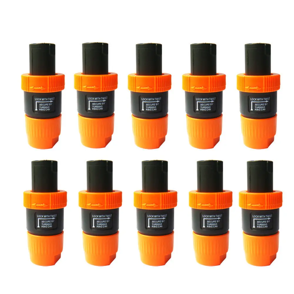 

Wholesale 25pcs/lot Orange Ring 4 Pole Speakon Plug Male Speaker Audio Cable Connector