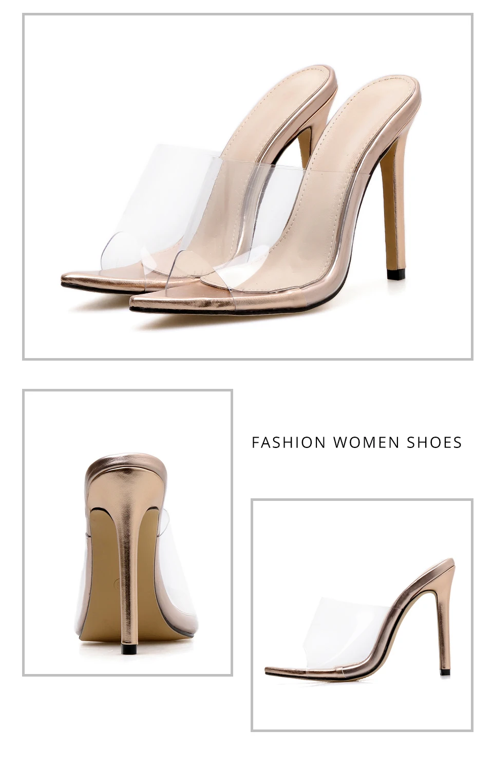 Liren/прозрачные летние босоножки на высоком каблуке из ПВХ; женские пикантные однотонные туфли с острым носком с открытым носком; цвет золотой; Размеры 35-40