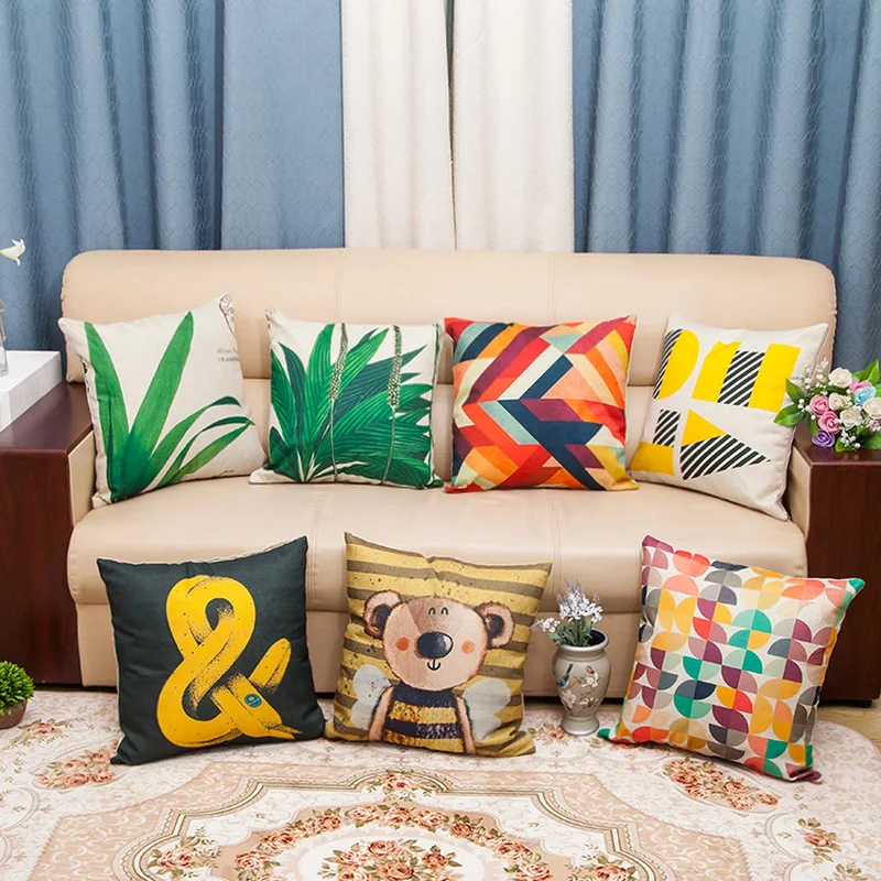

Modern Minimalist Creative Linen 2018 Wholesale Geometric Pillow Case Waist Square 45cm*45cm Decorative Pillowcases Poszewki Na