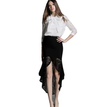 Женская юбка большого размера Весенняя Новая Элегантная офисная кружевная юбка с высокой талией очень эластичный однотонный мешок бедра сексуальная рыбий хвост юбка Q226