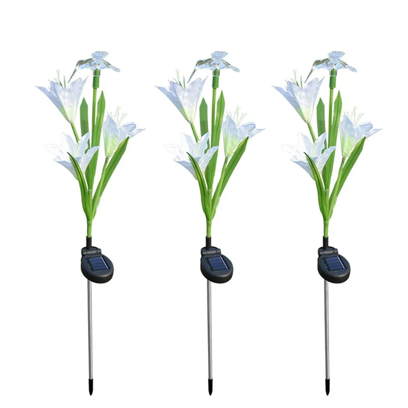 3PCS Solar Power Garland Light Lily Flower Fairy Lights Outdoor Garden Yard Path Lawn Landscape Lamp IP44 Waterproof Luces 40AP414