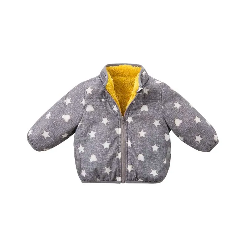 DB9239 dave bella детское Двустороннее пальто детская осенне-зимняя верхняя одежда с принтом детские топы унисекс пальто высокого качества для мальчиков и девочек - Цвет: stars