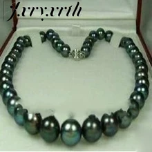 Jxryxrth женский очаровательный! 8-9 мм черный натуральный жемчуг ожерелье 1" AAA цена